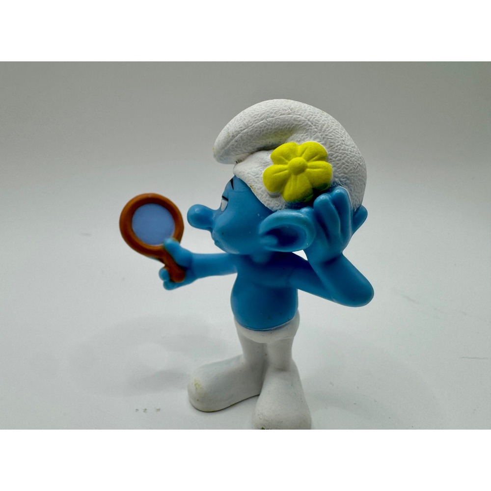 Payo McDonalds The Smurfs Vanity‎ Smurf Figure 2011 Blue Mirror Happy Meal Toy - Picture 2 of 8